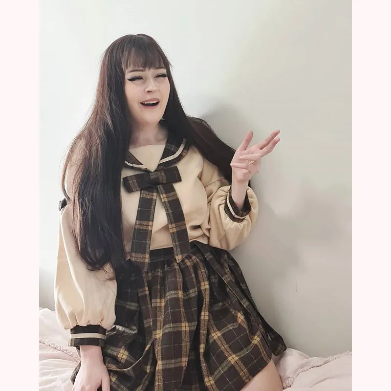 [ @bambiskii ] "PLAID BOW COLLAR" SHIRT/OVERALLS/SUSPENDER SKIRT K092409