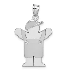 14k White Gold Diamond Boy With Hat Love Pendant