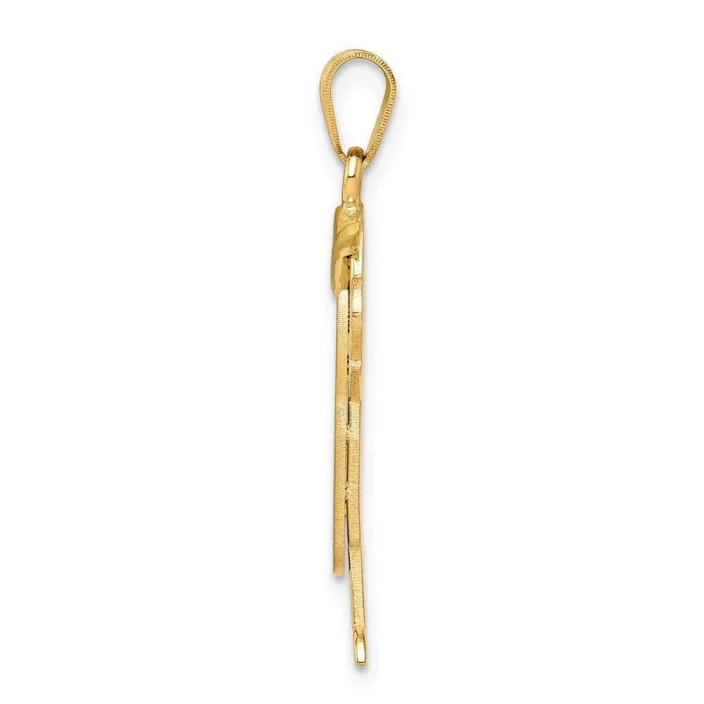 14k Yellow Gold Solid Engravable Boy in Overalls with Hat on Left Charm
