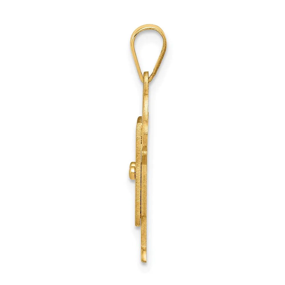 14k Yellow Gold Solid Satin Engravable Boy w/Overalls Charm