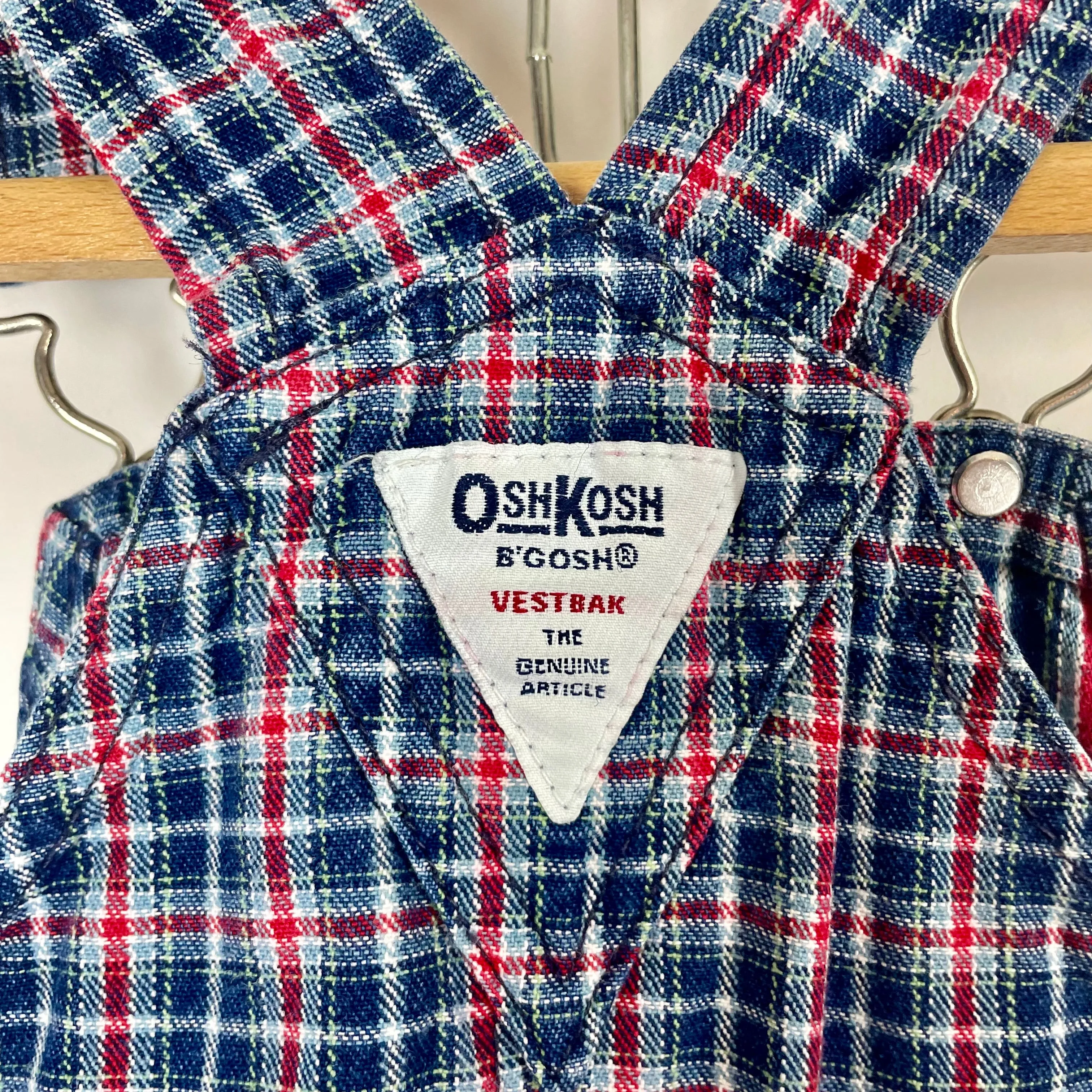 1990s/00s Osh Kosh B’gosh plaid vestback kids overalls