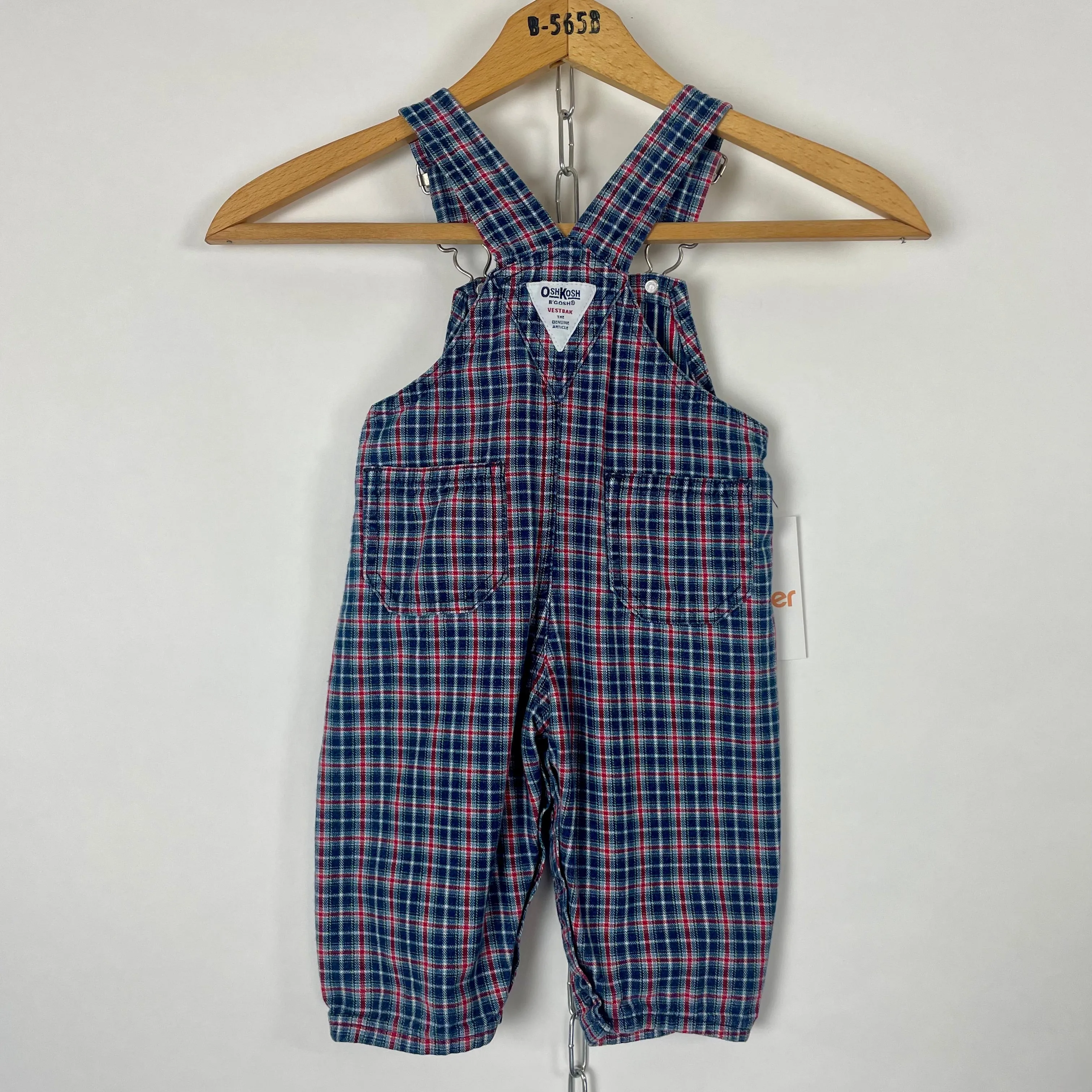 1990s/00s Osh Kosh B’gosh plaid vestback kids overalls