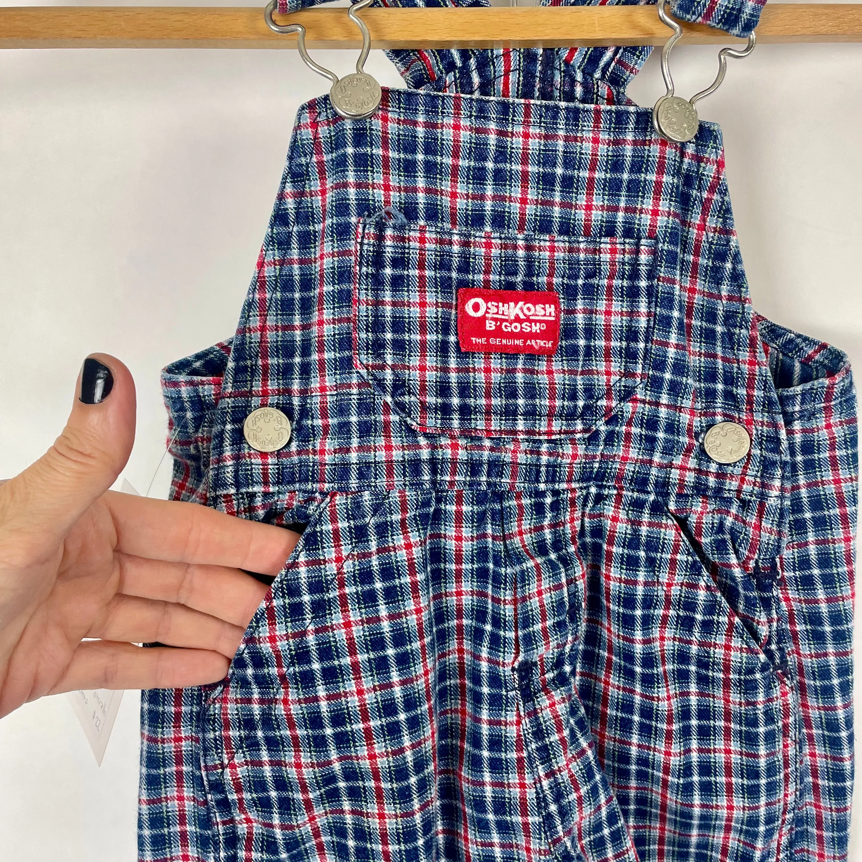 1990s/00s Osh Kosh B’gosh plaid vestback kids overalls