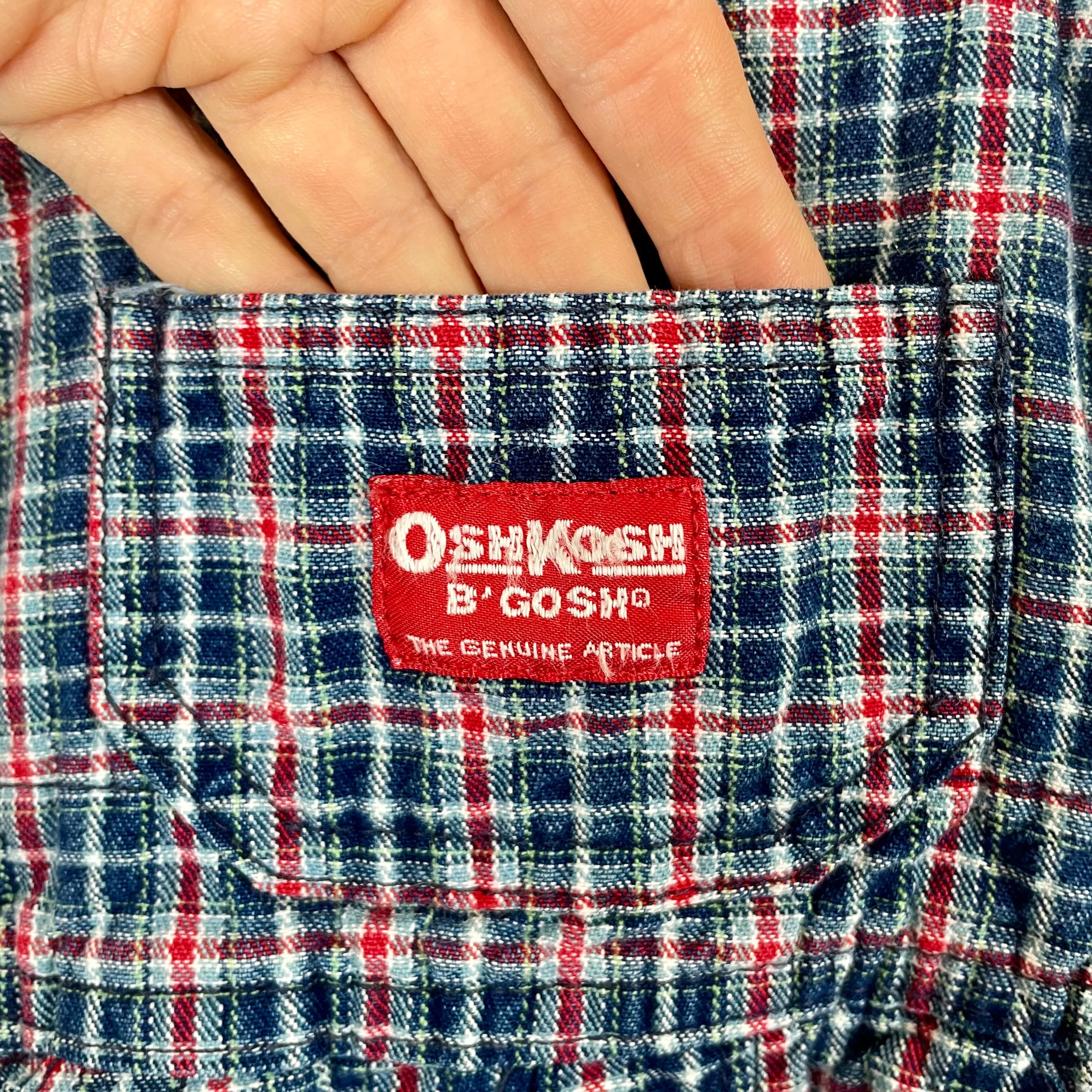 1990s/00s Osh Kosh B’gosh plaid vestback kids overalls