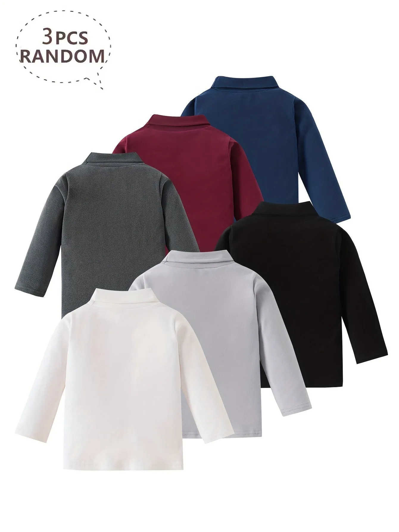 3 Pcs Boys' Fleece-Lined Turtleneck Sweaters - Soft, Warm Knit Pullovers for Fall/Winter
