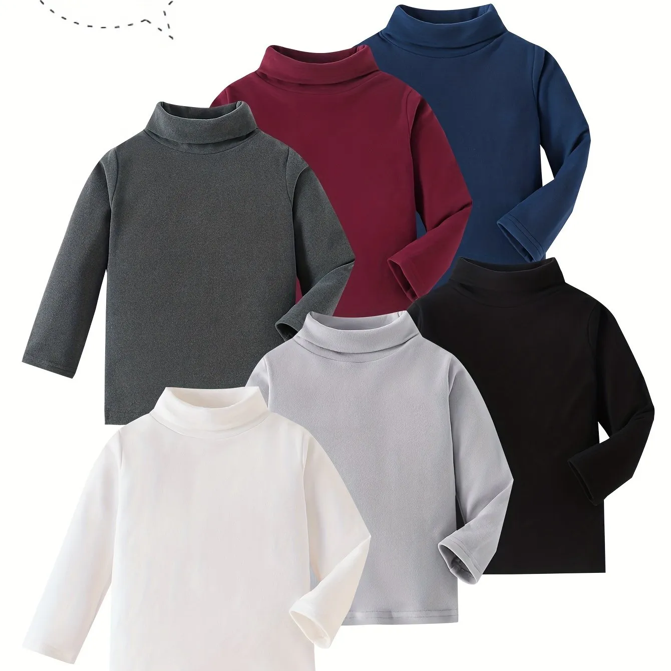 3 Pcs Boys' Fleece-Lined Turtleneck Sweaters - Soft, Warm Knit Pullovers for Fall/Winter