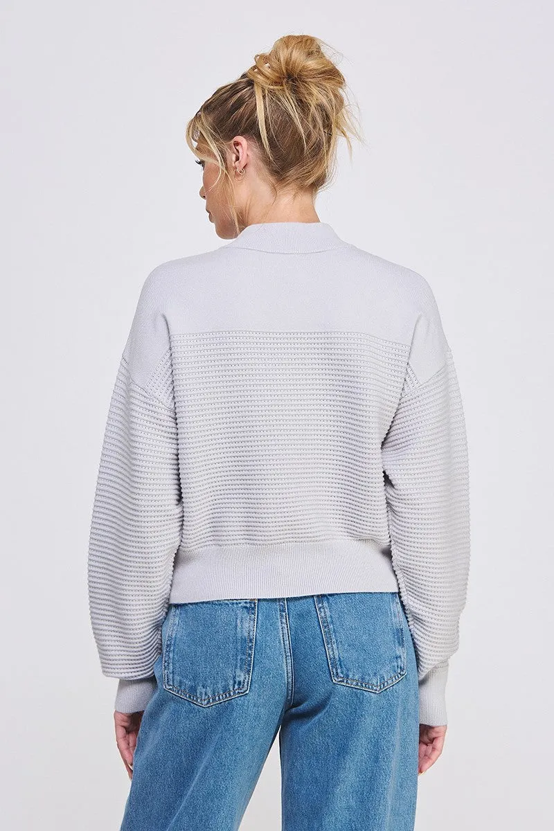 3/4 ZIP SWEATER- SOFT GRAY