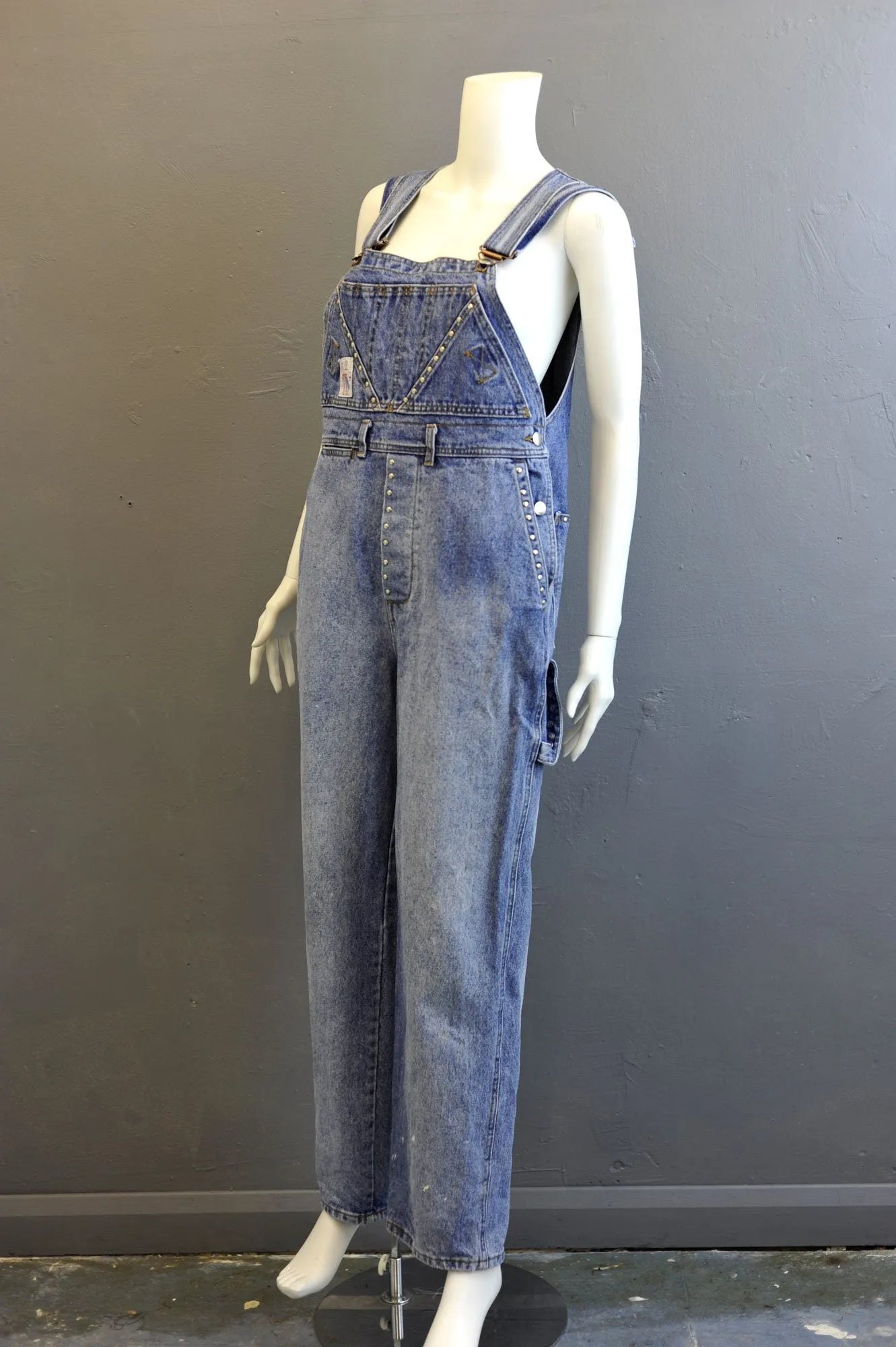 80s Jinglers Dungarees, Stonewash Denim Workwear Bib Overalls, 35 waist