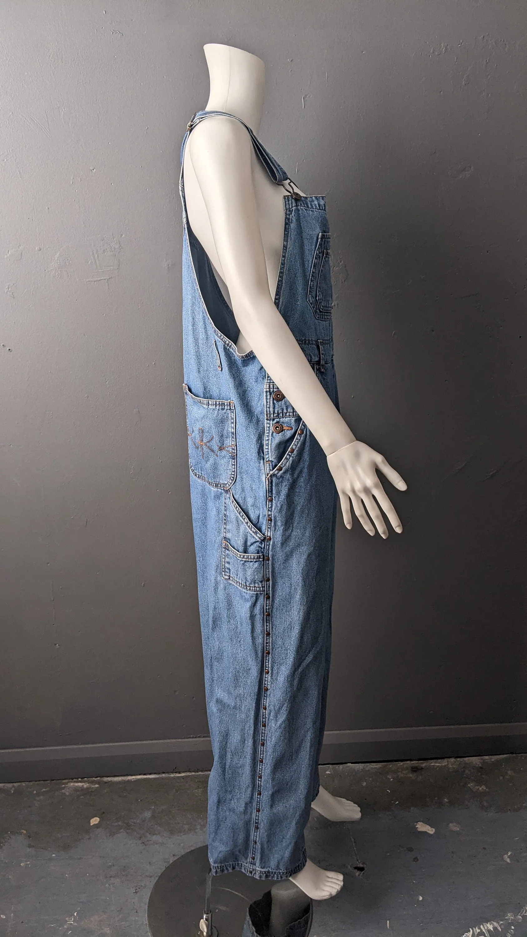 90s Route 66 Dungarees, Stonewash Denim Workwear Bib Overalls, 39 waist
