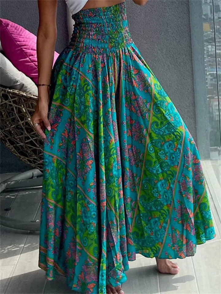 Abstract Print High Waist Holiday Ethnic Skirt for Women