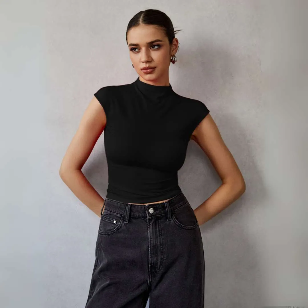 Adira™ | Mock Neck Fitted Top