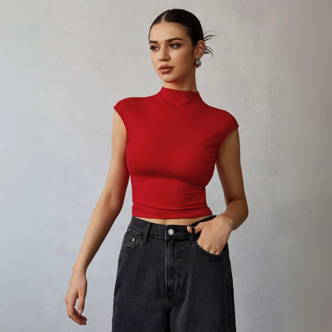Adira™ | Mock Neck Fitted Top