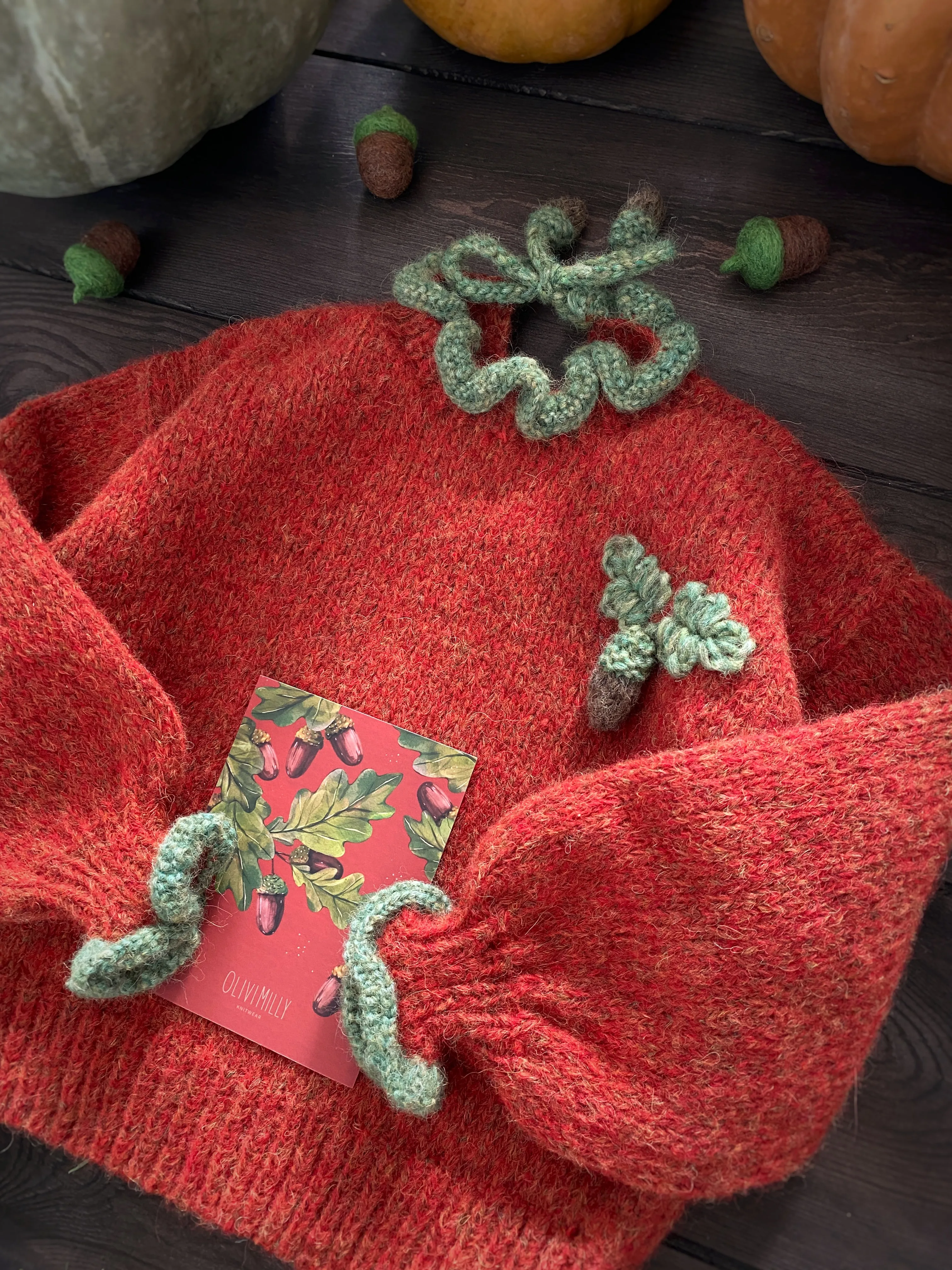 Adult Acorns Pullover | Red-orange