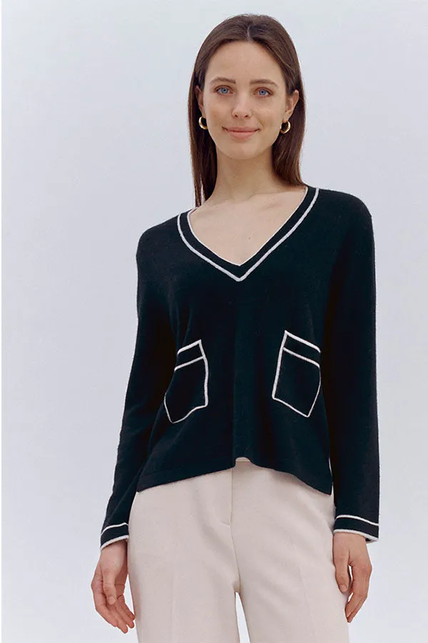 ALL-BLACKS TWO TONE CASHMERE BLEND SWEATER