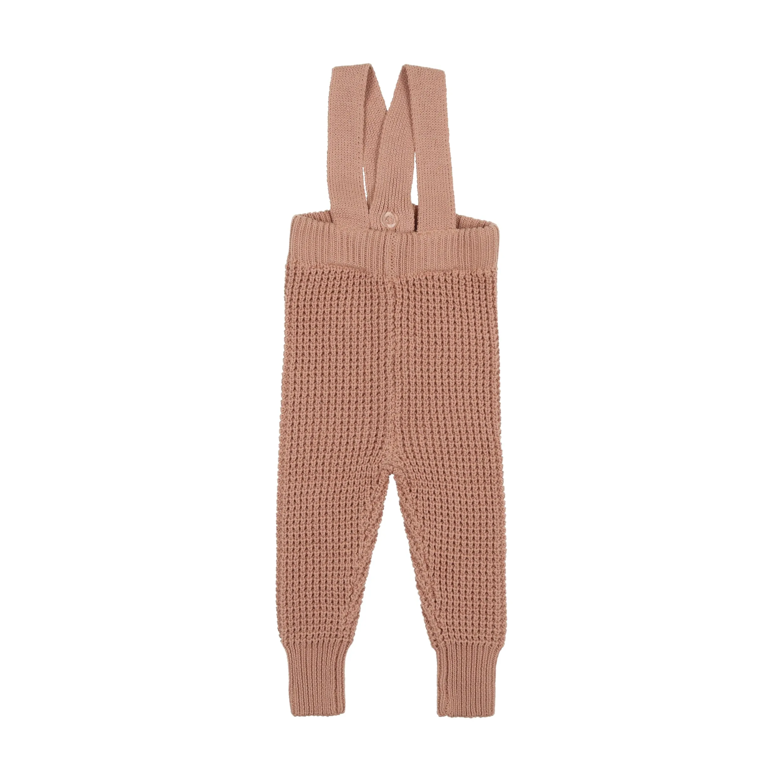 Analogie Waffle Knit Long Overalls - Dusty Pink
