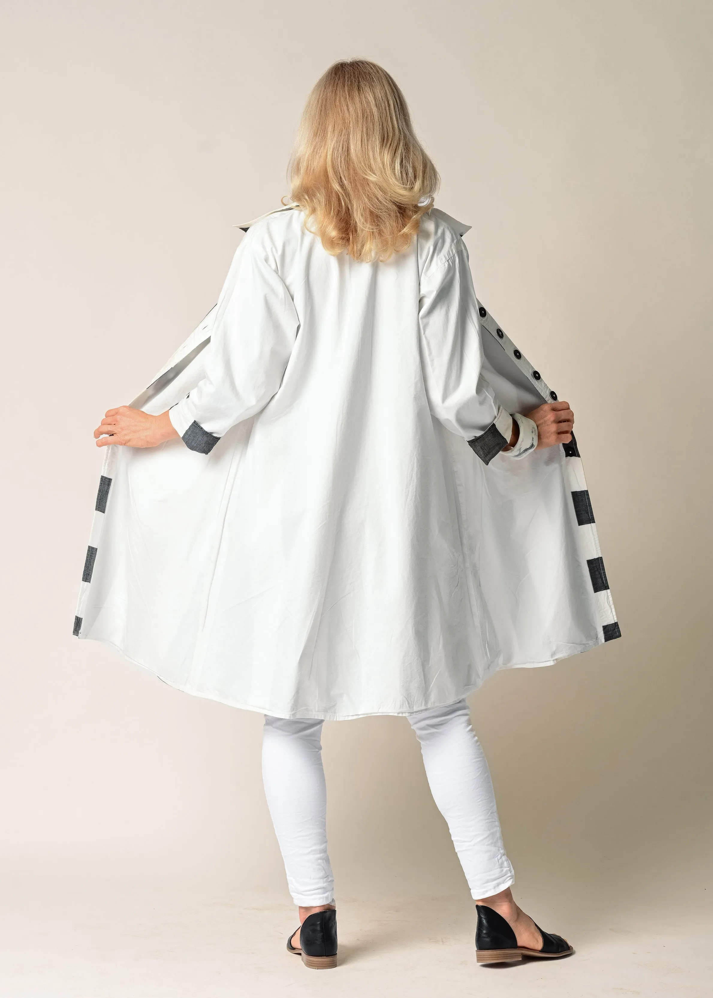 Anthea Cotton Jacket in Granite Stripe