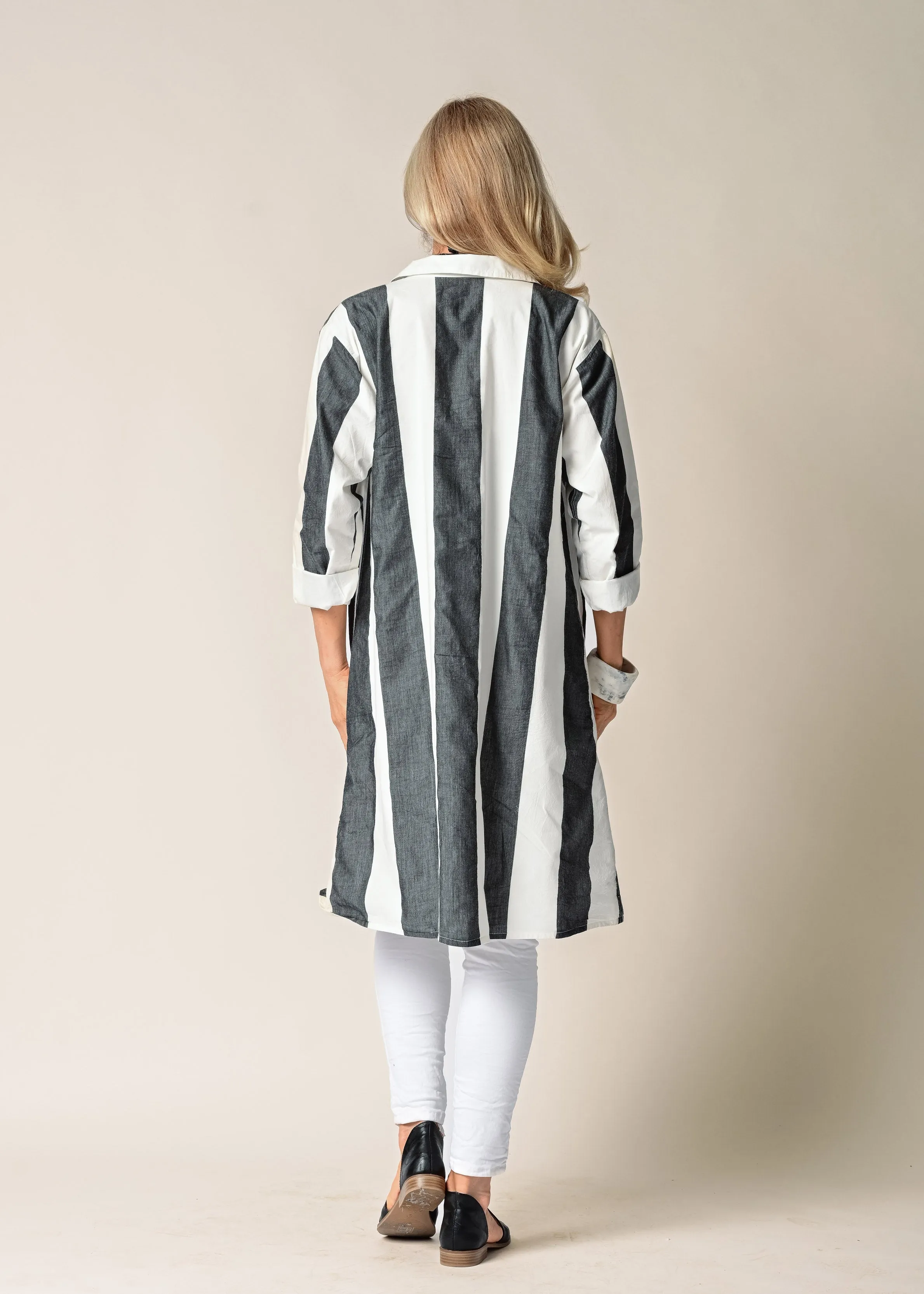 Anthea Cotton Jacket in Granite Stripe