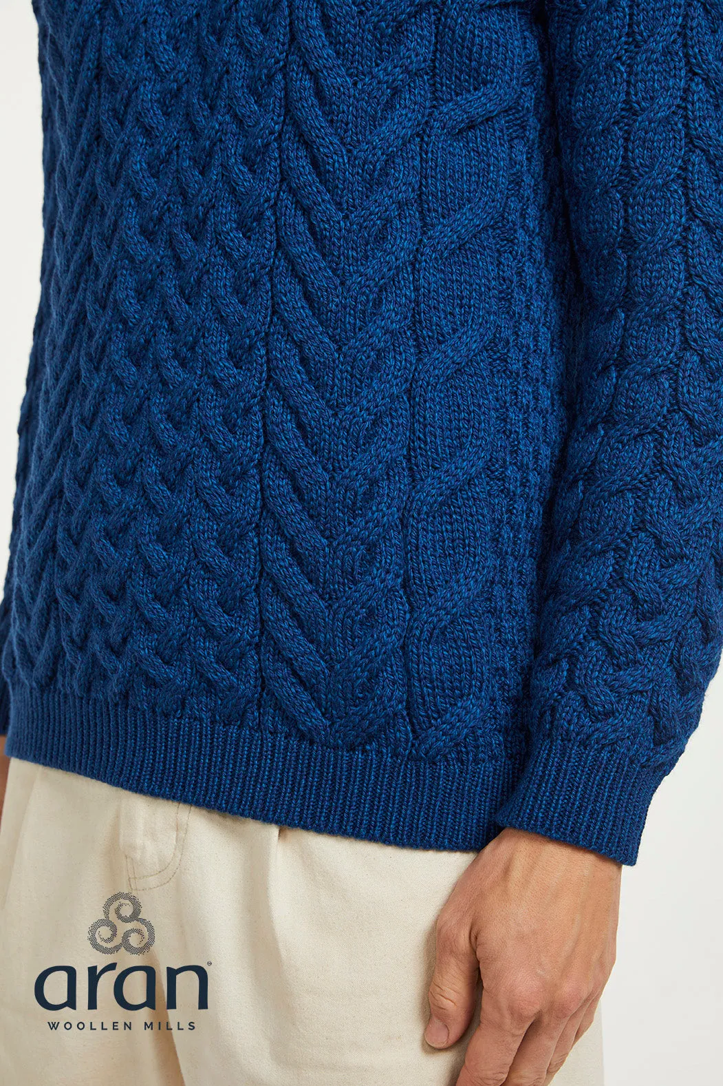Aran Jumper (sweater) Blue Merino Wool A823