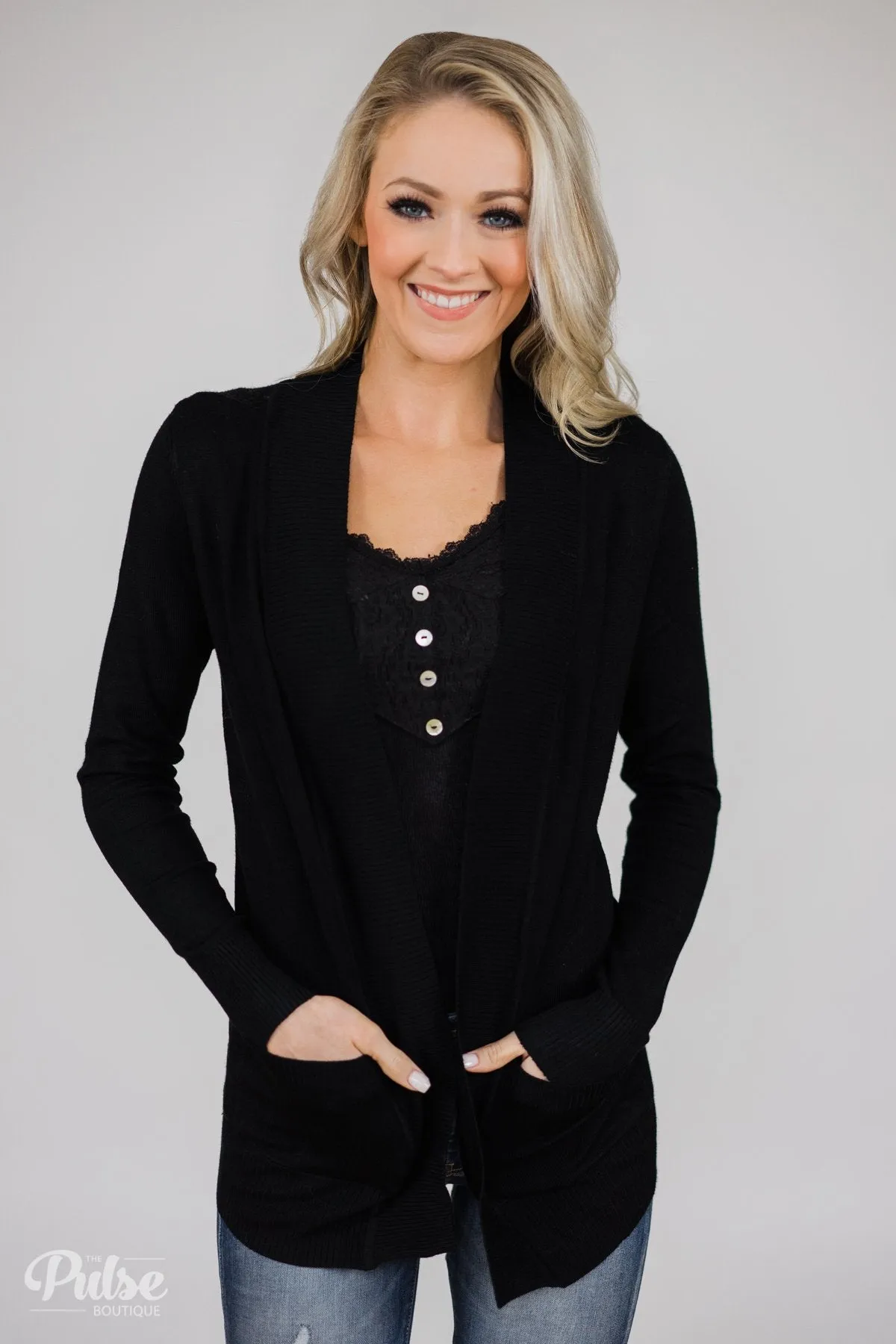As Easy As Can Be Cardigan- Black