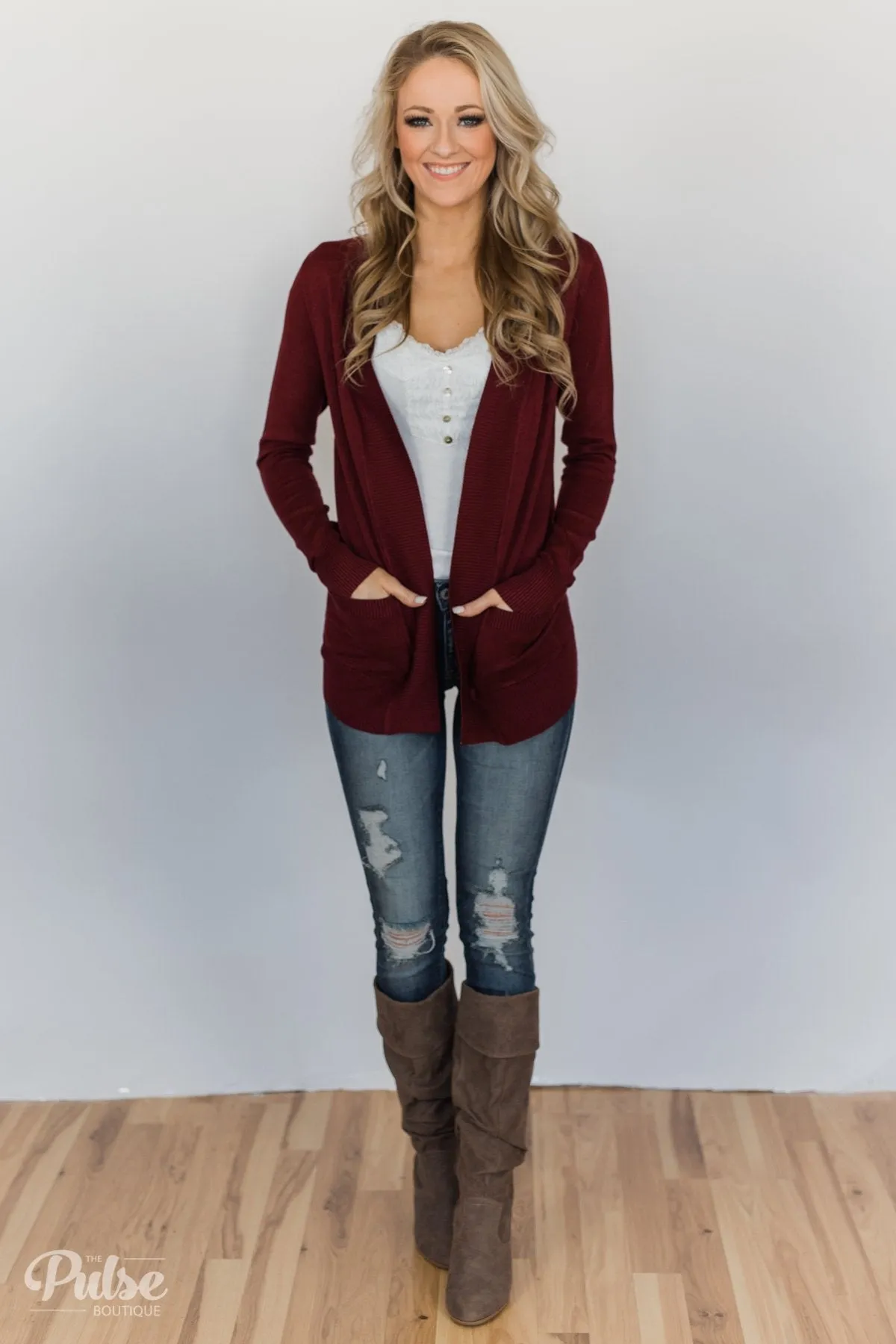 As Easy As Can Be Cardigan- Wine