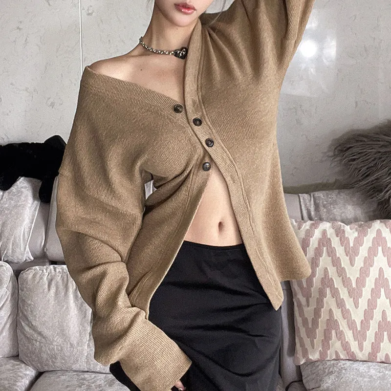 Autumn New Fashion Women's V-Neck Mid-Length Single-Breasted Long-Sleeve Knitted Coat. C-240826-1