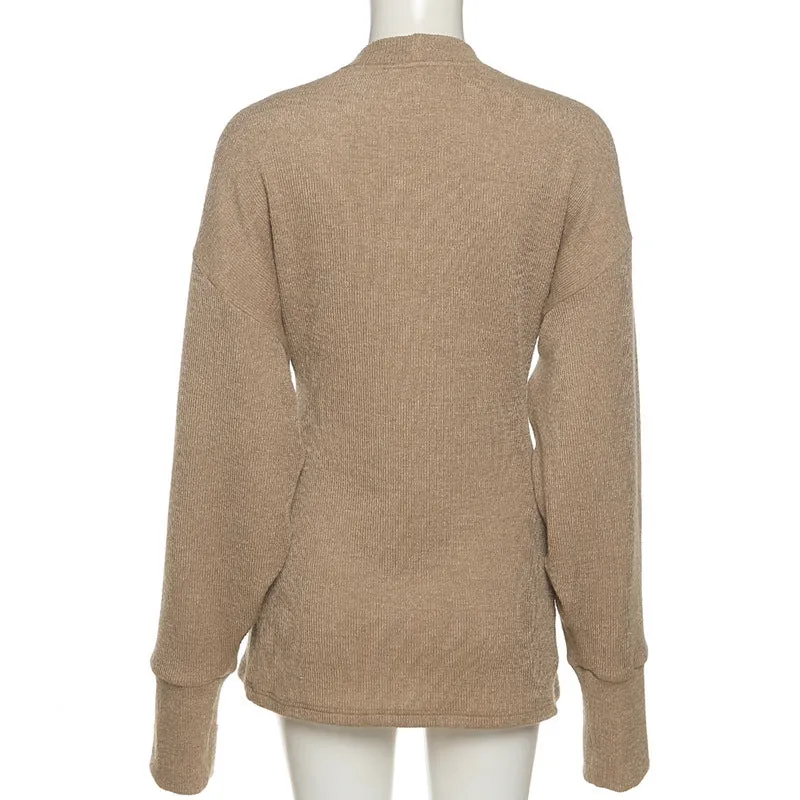 Autumn New Fashion Women's V-Neck Mid-Length Single-Breasted Long-Sleeve Knitted Coat. C-240826-1