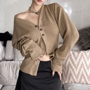 Autumn New Fashion Women's V-Neck Mid-Length Single-Breasted Long-Sleeve Knitted Coat. C-240826-1