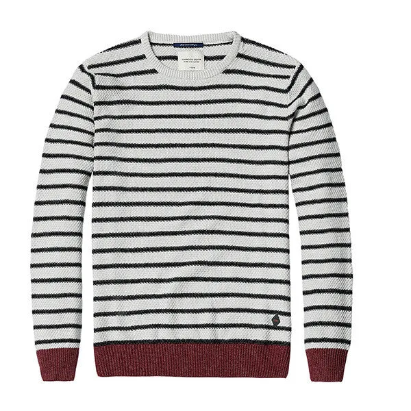 autumn winter causal striped sweater men slim fit 100% cotton kintwear MY2021
