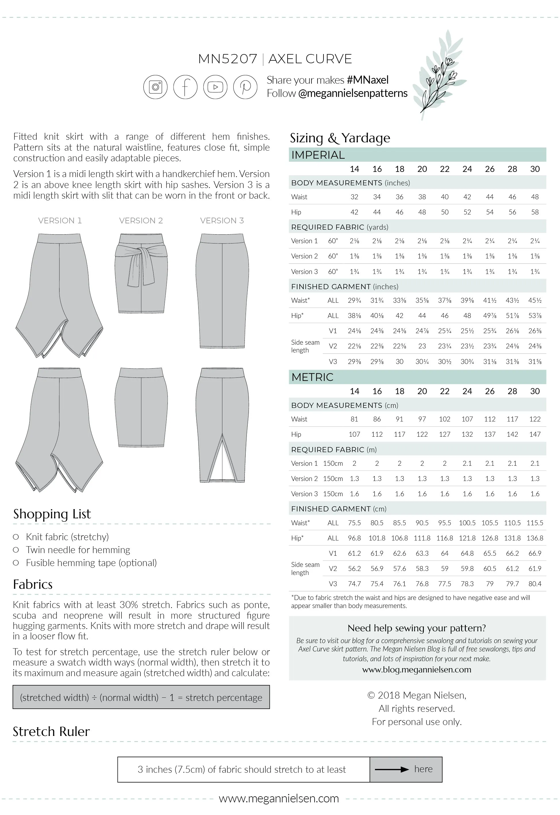Axel Curve skirt pattern