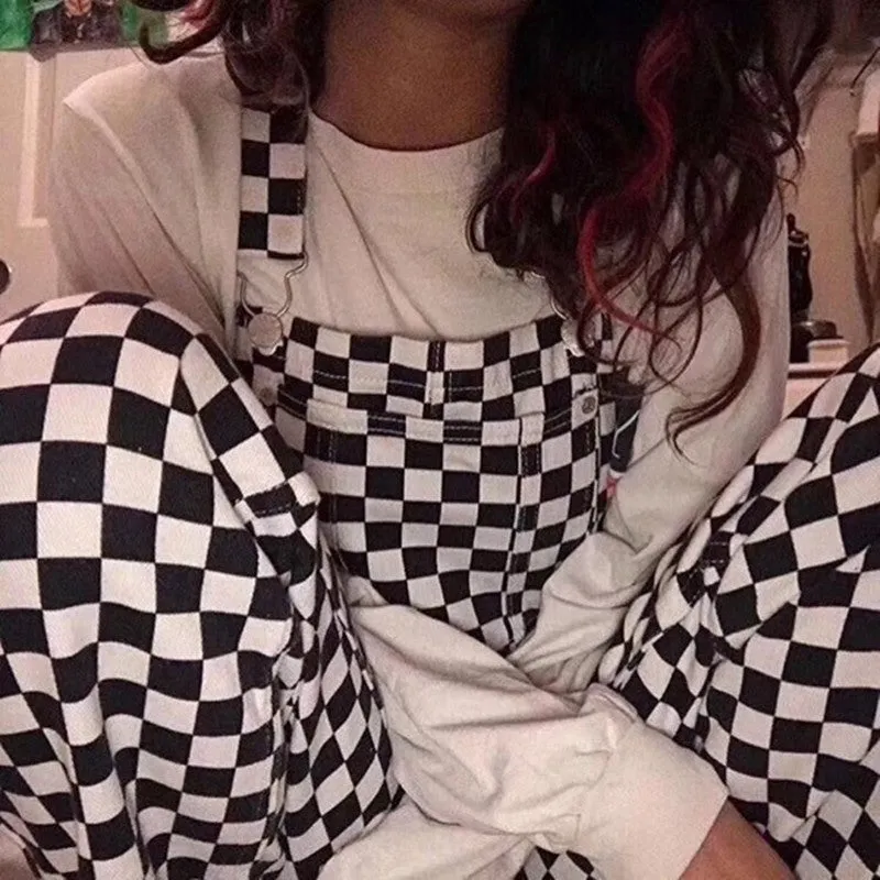 [@azkkv] "CHECKERS" SUSPENDER TROUSERS OVERALLS K030603REVIEW