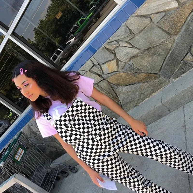 [@azkkv] "CHECKERS" SUSPENDER TROUSERS OVERALLS K030603REVIEW