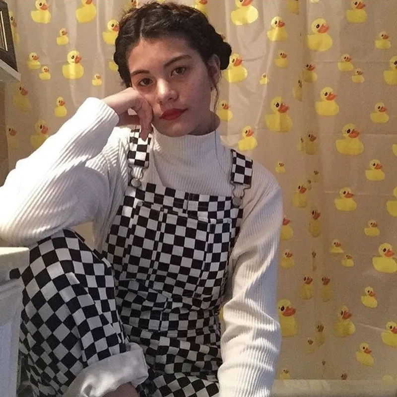 [@azkkv] "CHECKERS" SUSPENDER TROUSERS OVERALLS K030603REVIEW