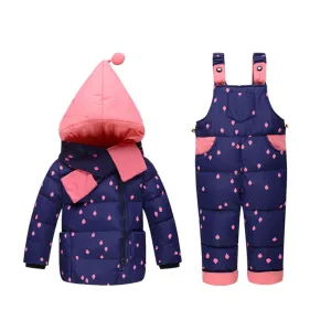 Baby girls boys winter down clothes set Suitable 10-24 months kids Cute diy snow wear thicken down jacket overalls two pcs suit