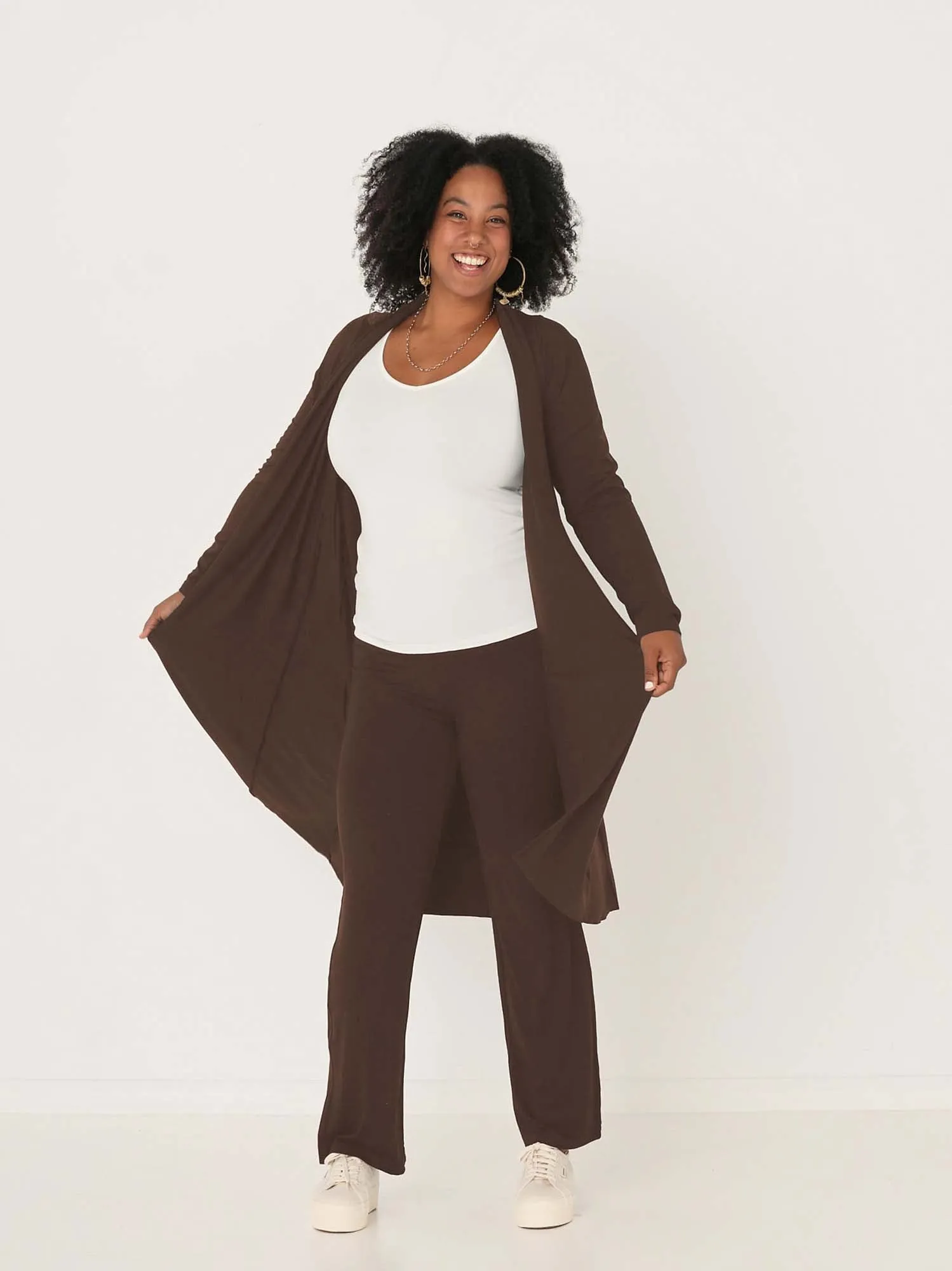 Bamboo Long Cardigan - Cocoa