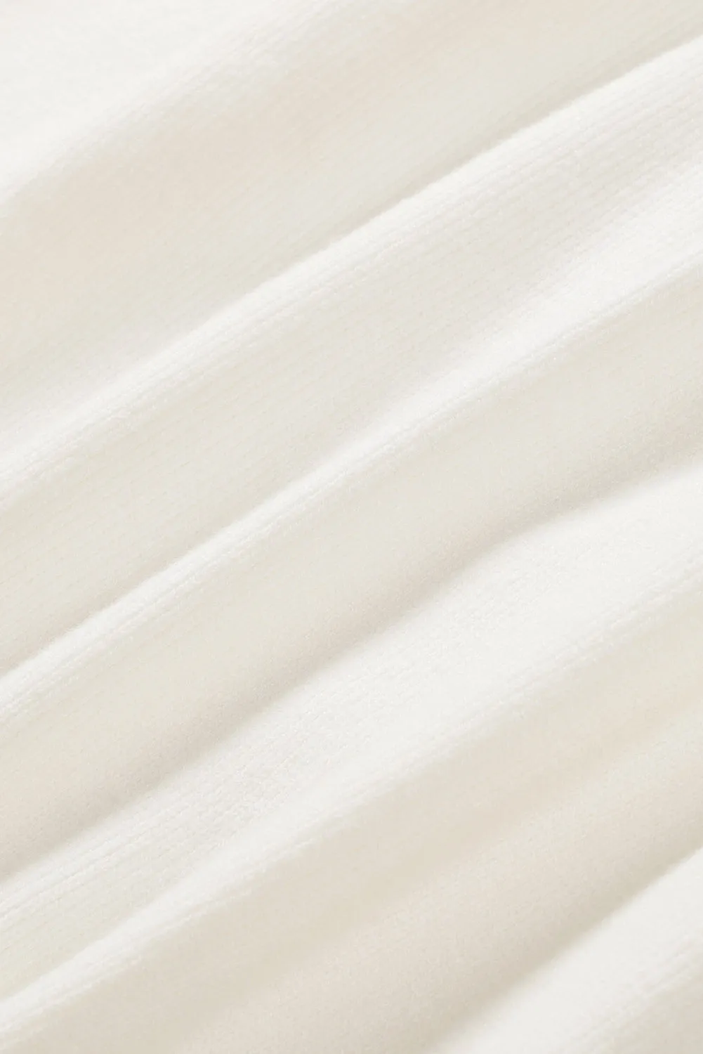 Beige Ruched Sweetheart Neckline Rib Knit Sweater