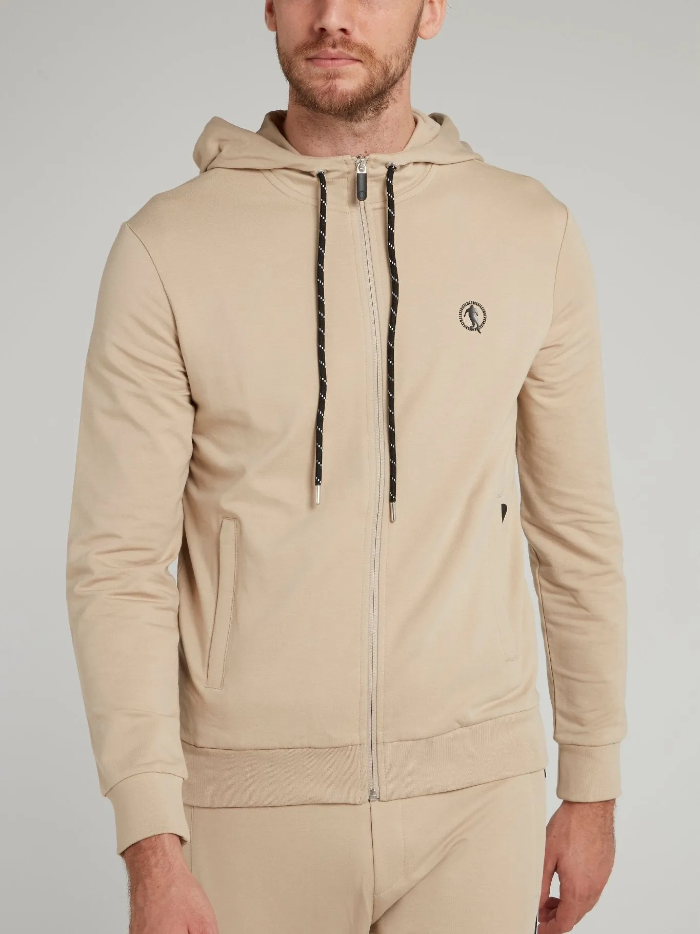 Beige Sport Icon Hooded Jacket