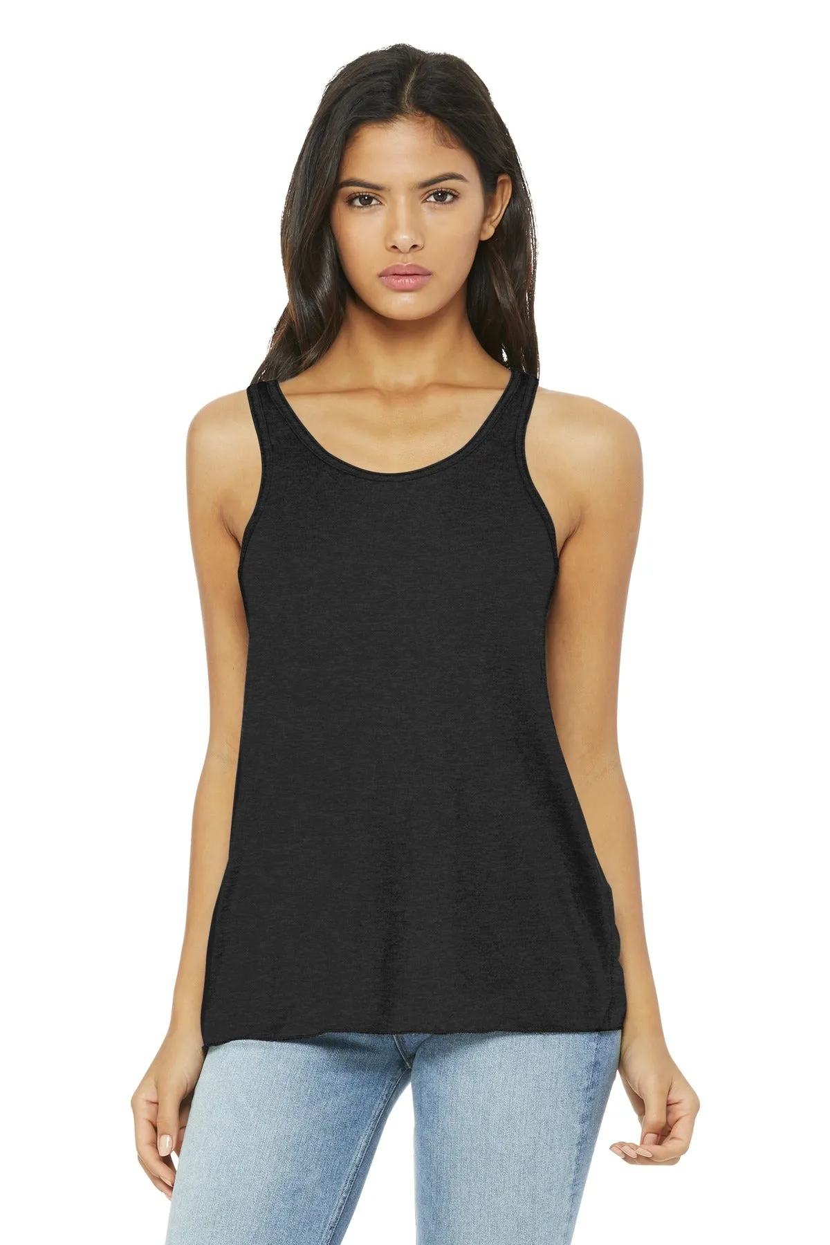 BELLA CANVAS  Women's Flowy Racerback Tank. BC8800 Black Heather