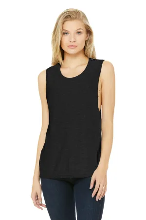 BELLA CANVAS  Women's Flowy Scoop Muscle Tank. BC8803 Black Heather