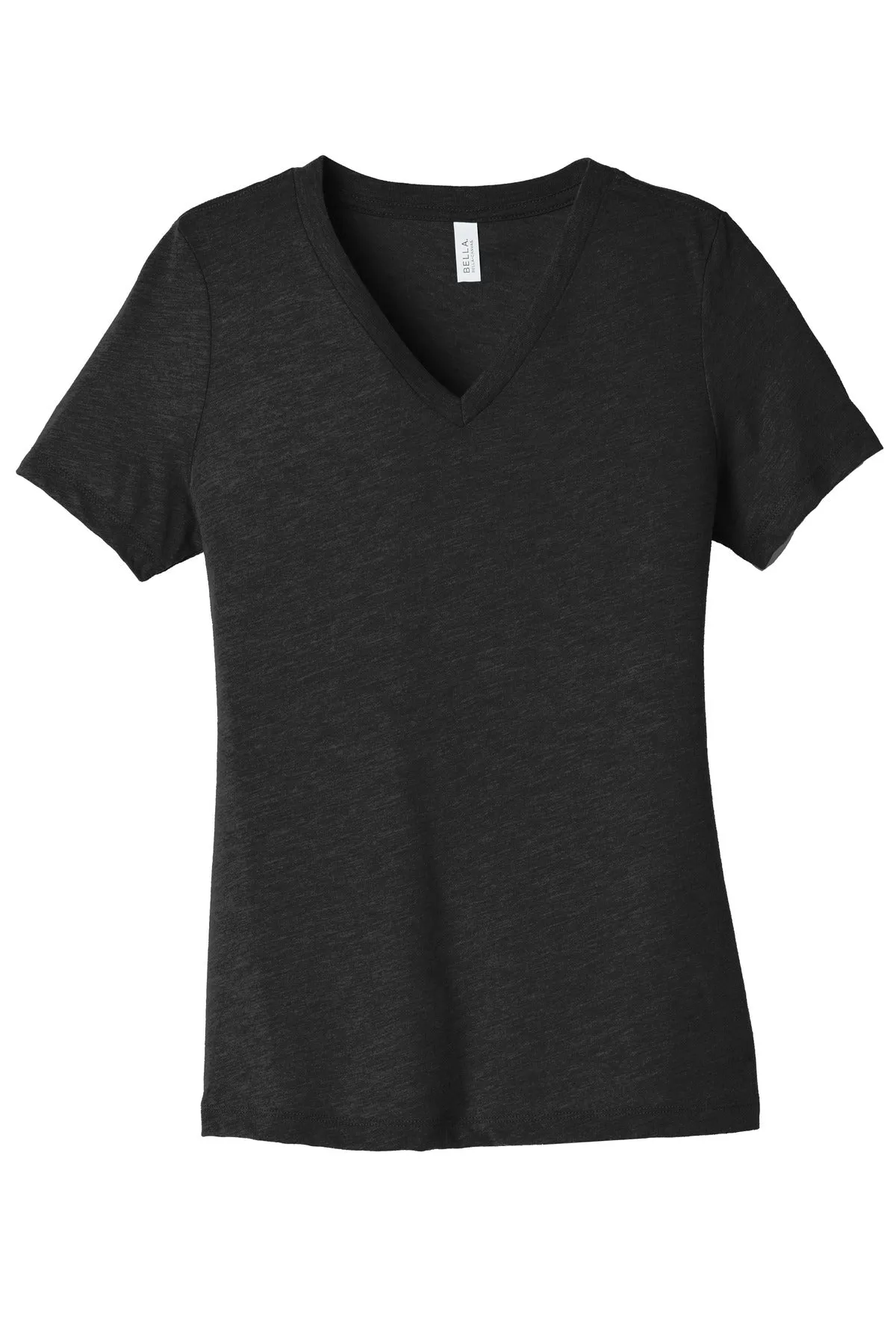 BELLA CANVAS Women's Relaxed Heather CVC V-Neck Tee BC6405CVC Black Heather
