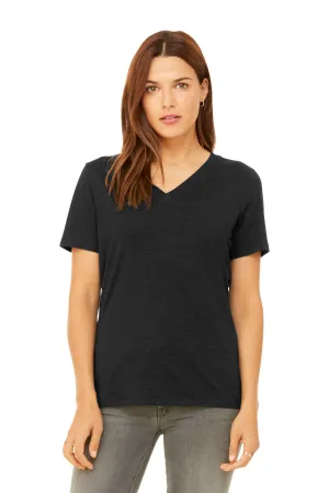 BELLA CANVAS Women's Relaxed Heather CVC V-Neck Tee BC6405CVC Black Heather