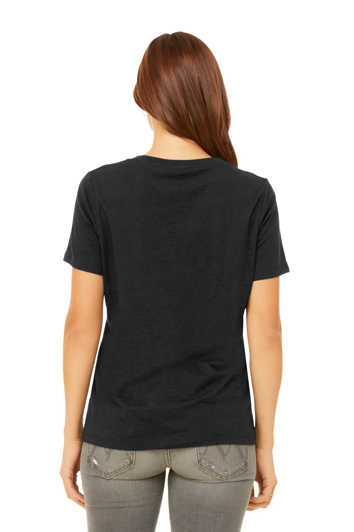 BELLA CANVAS Women's Relaxed Heather CVC V-Neck Tee BC6405CVC Black Heather