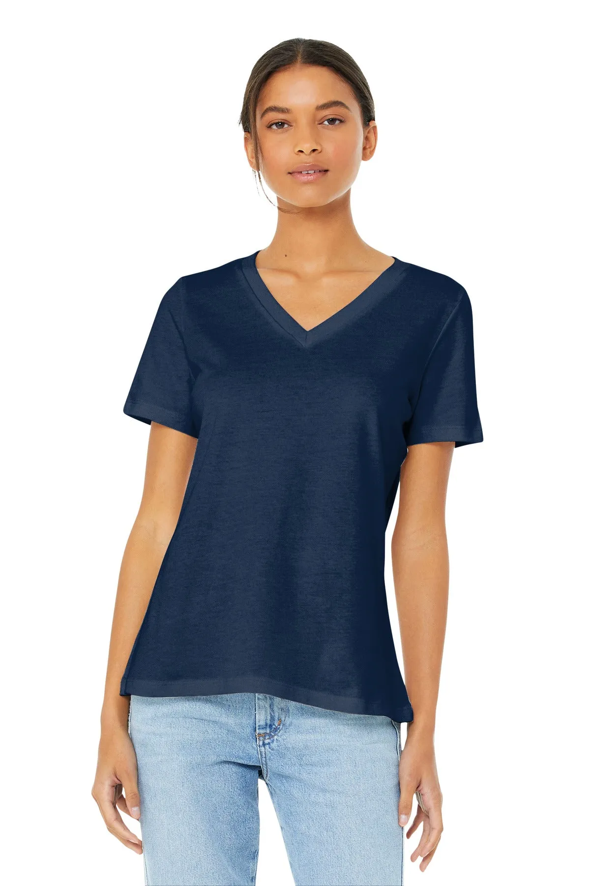 BELLA CANVAS  Women's Relaxed Jersey Short Sleeve V-Neck Tee. BC6405 Navy