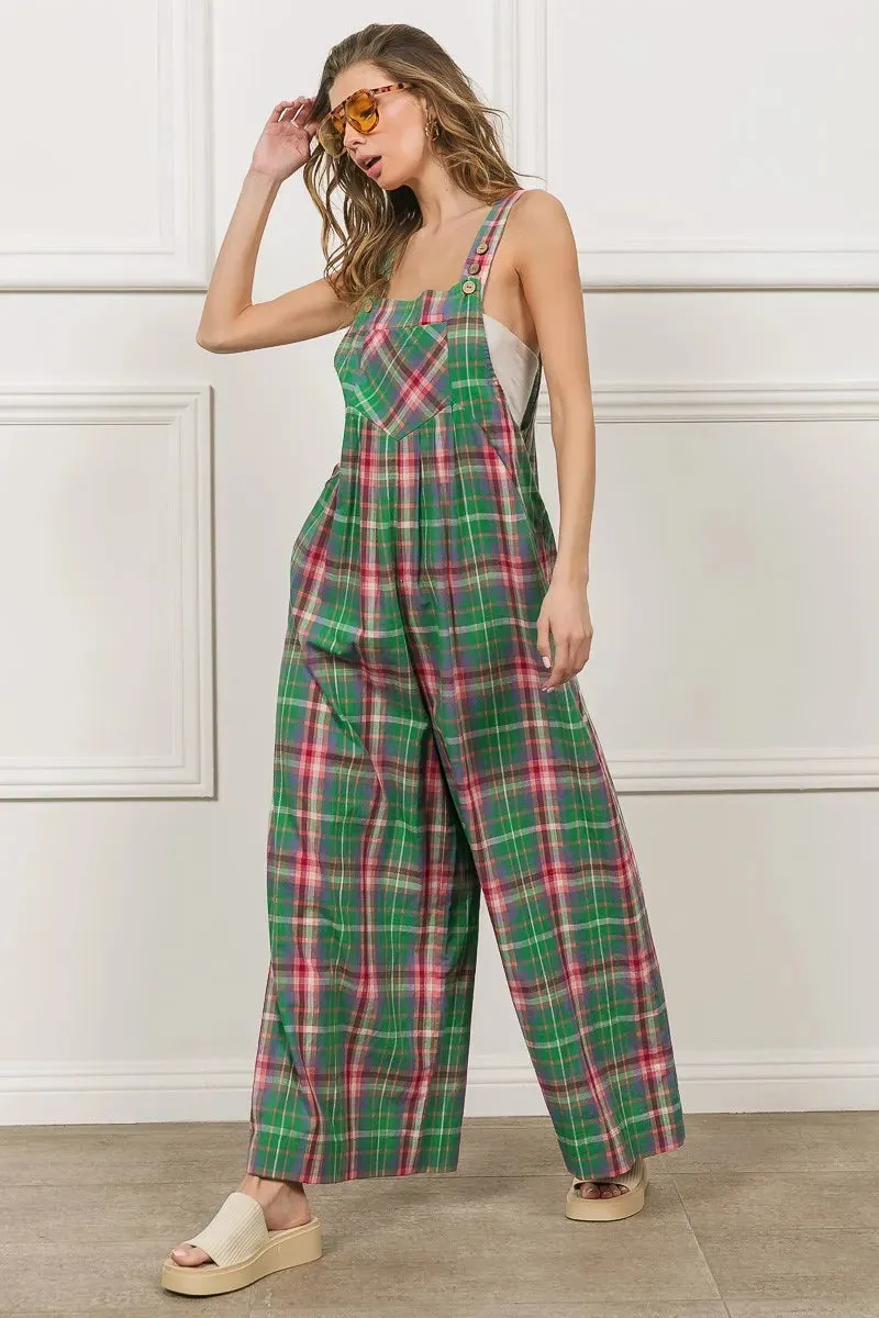 BiBi Multi Color Check Plaid Overall