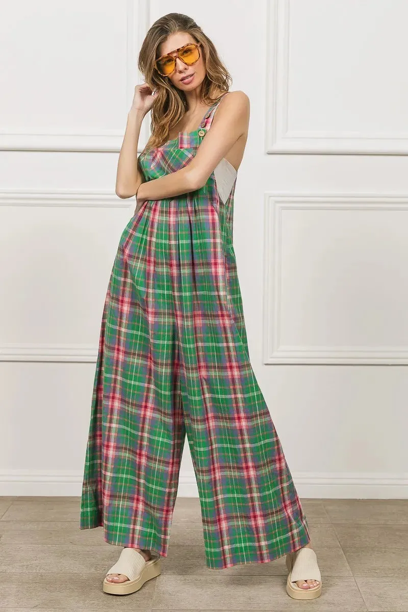 BiBi Multi Color Check Plaid Overall