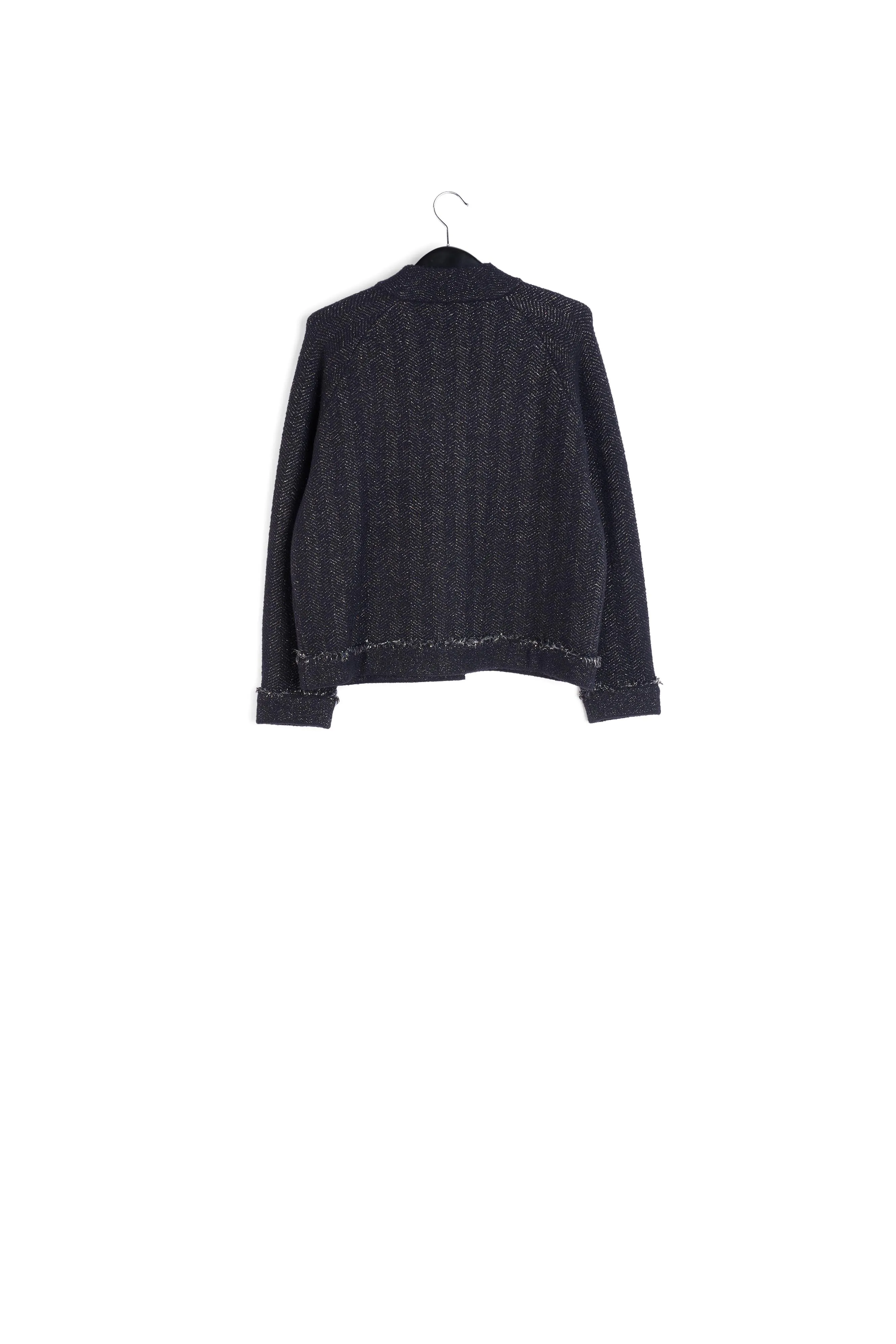 Black knitted short jacket with lurex details
