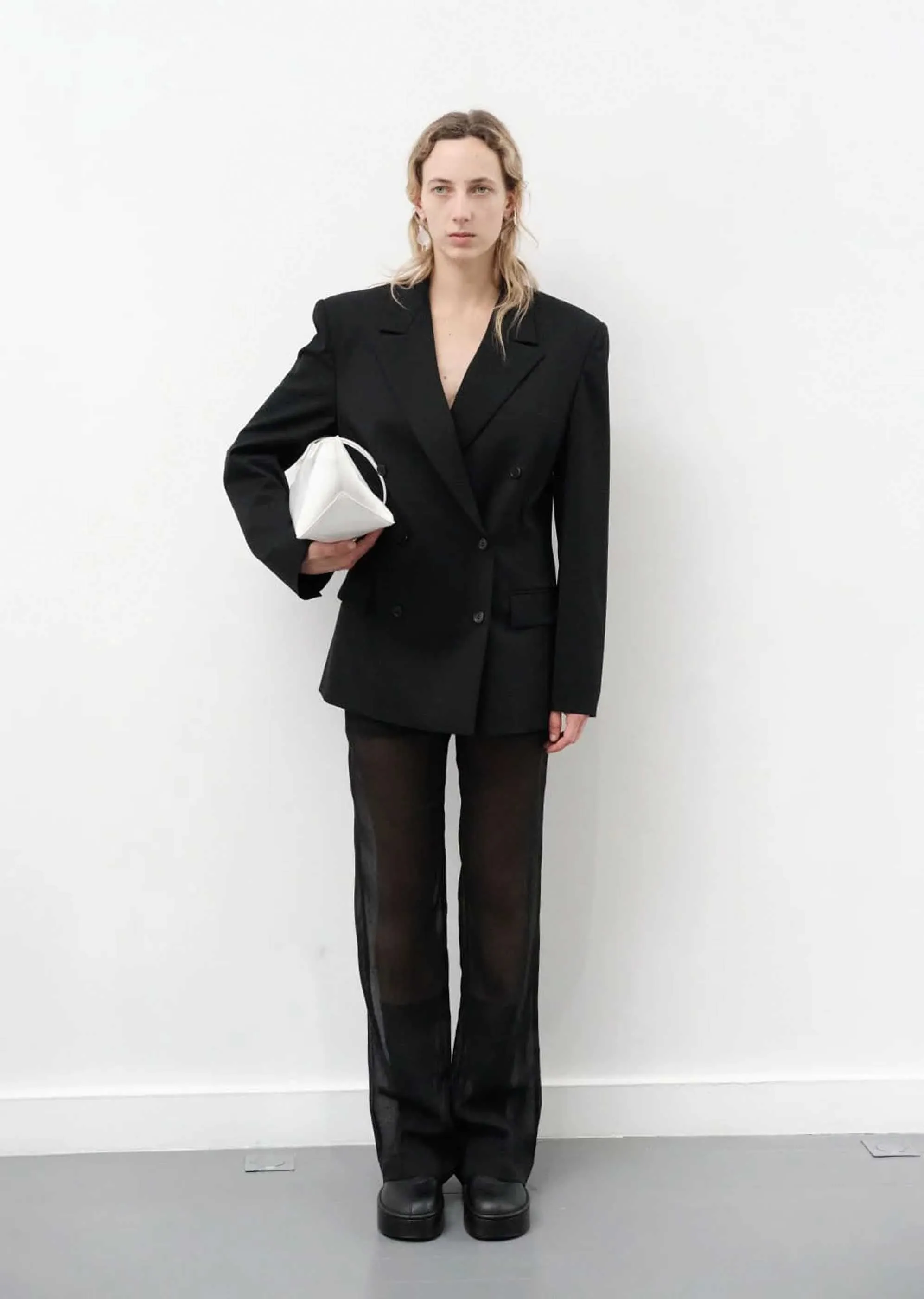 Black Sheer Straight Fit Pants