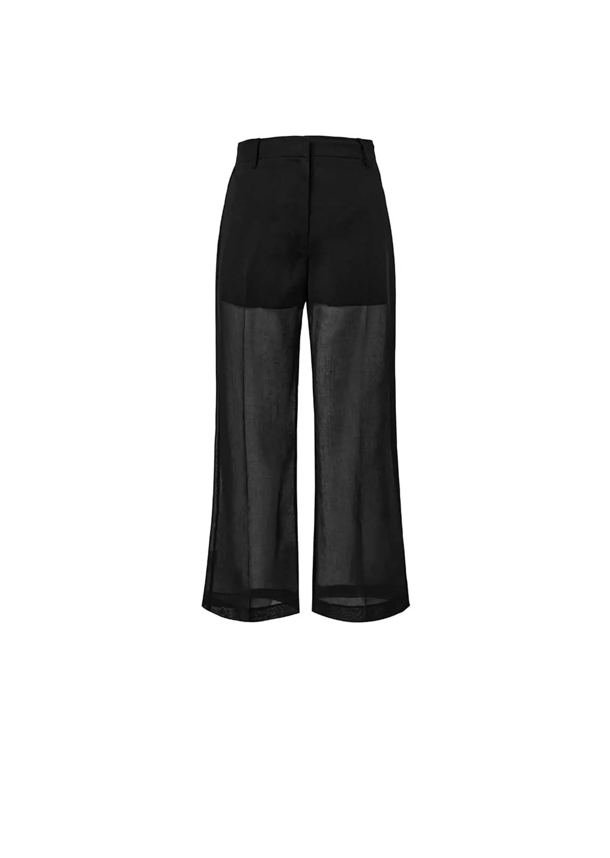 Black Sheer Straight Fit Pants