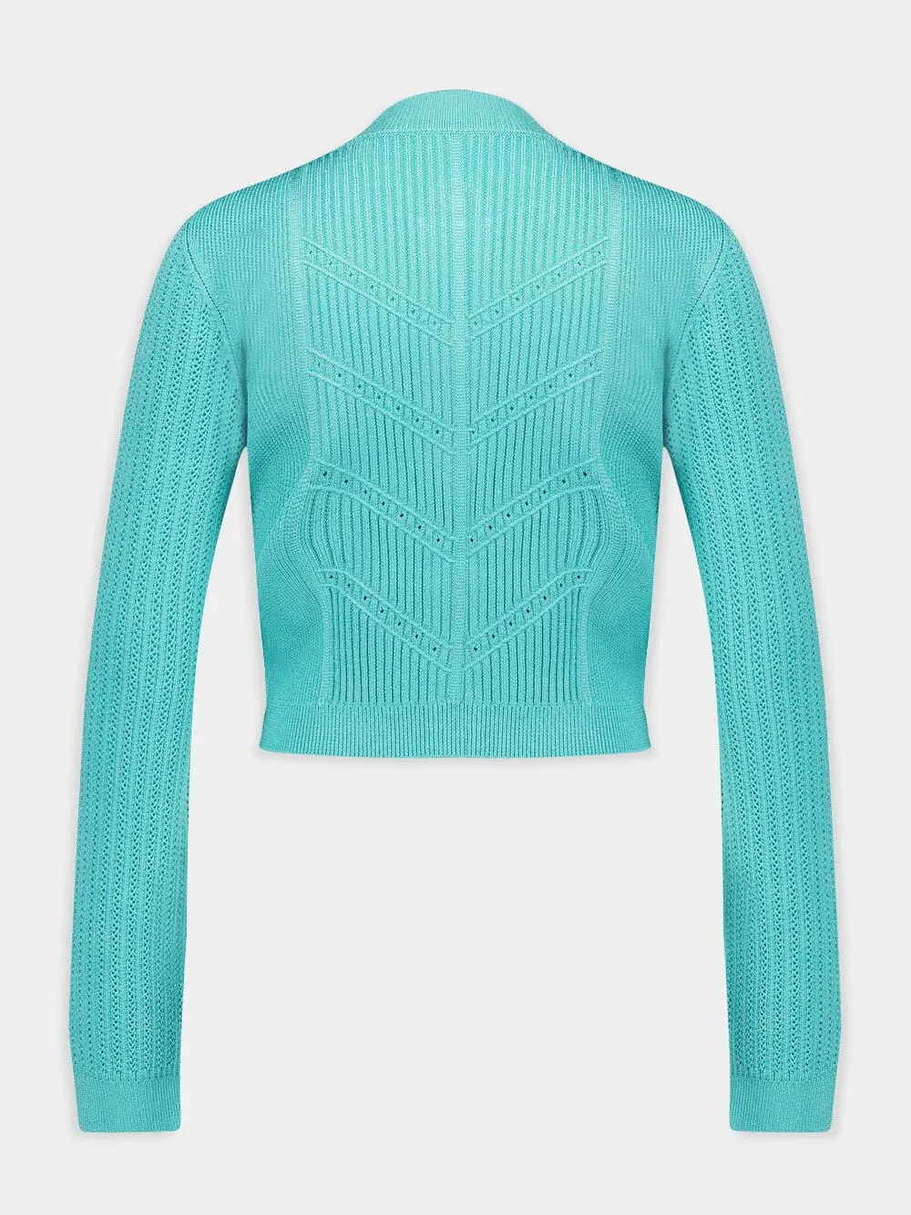 Blue Cropped Knit Cardigan