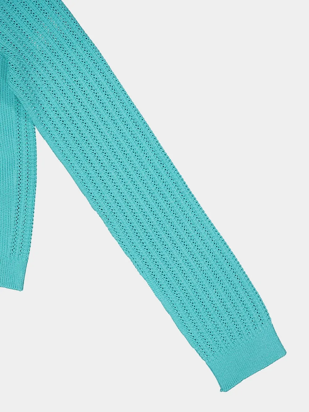 Blue Cropped Knit Cardigan