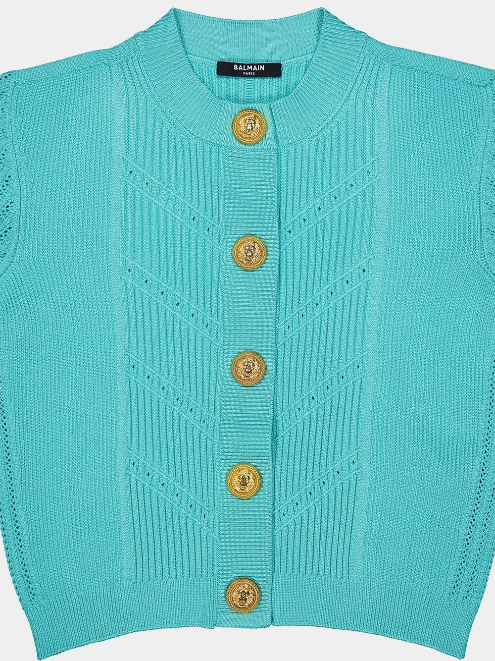 Blue Cropped Knit Cardigan